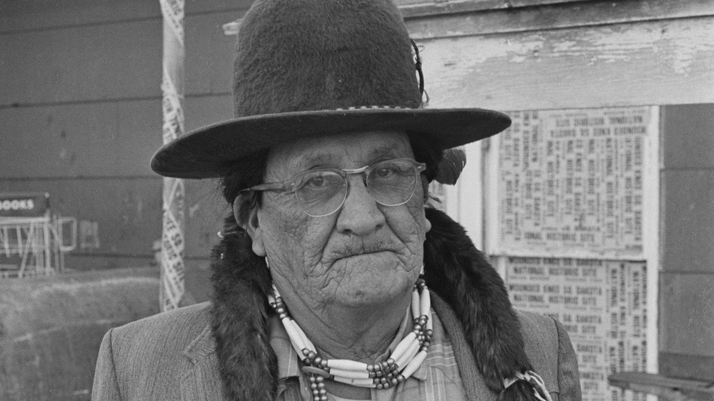 Frank Fools Crow of the Oglala Sioux wearing hat