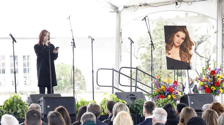 Priscilla at memorial for Lisa Marie