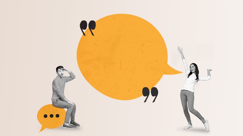 Two people speaking through speech bubbles