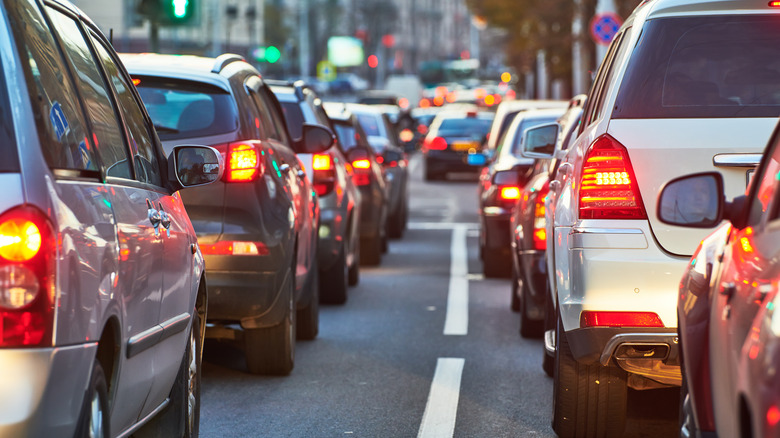 Cars backed up in traffic