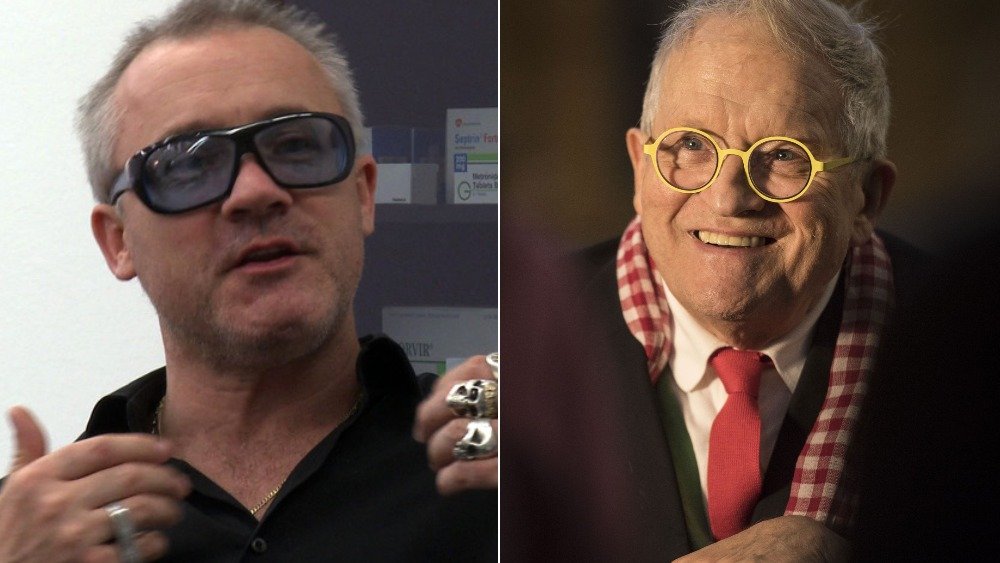 Left: Damien Hirst, Right: David Hockney