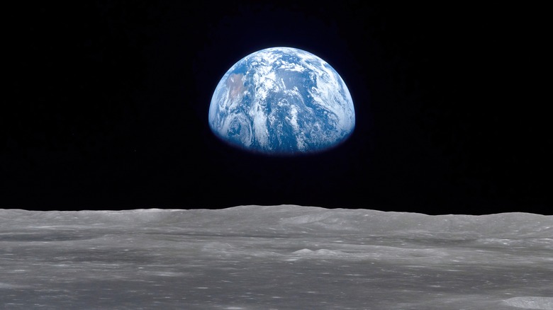 The Earth as seen from the Moon's orbit