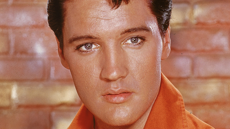 Elvis Presley in a glowing portrait