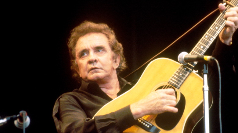 Johnny Cash performing mid-career