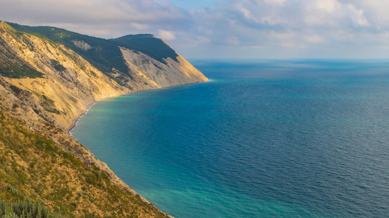 Black sea and rugged terrain 