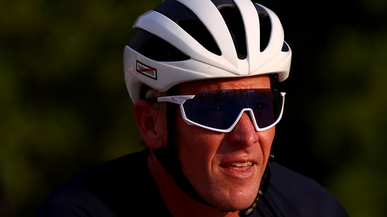 Lance Armstrong looks off into the distance