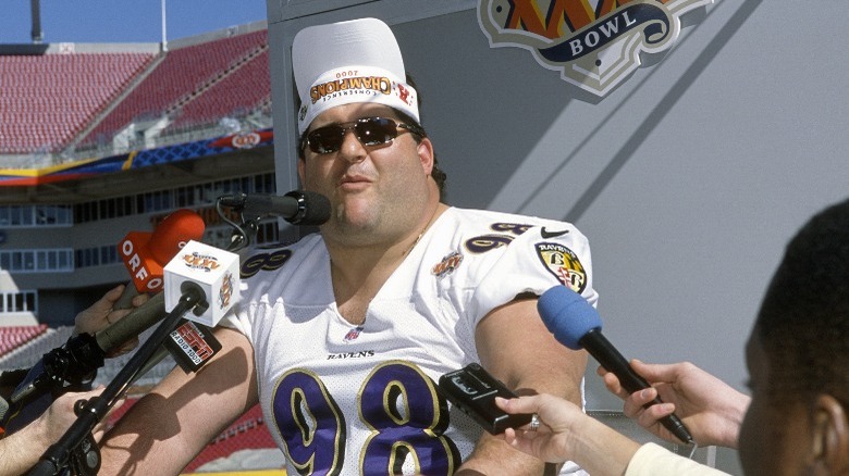 Tony Siragusa giving press conference