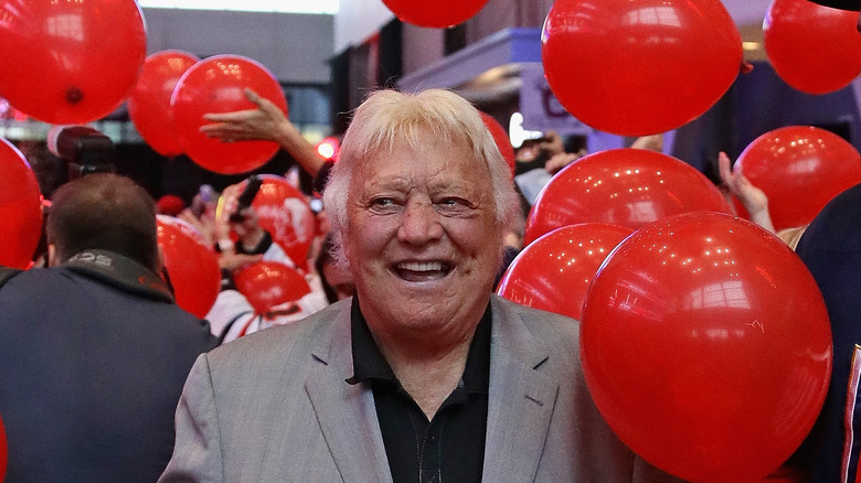 Bobby Hull surrounded by balloons