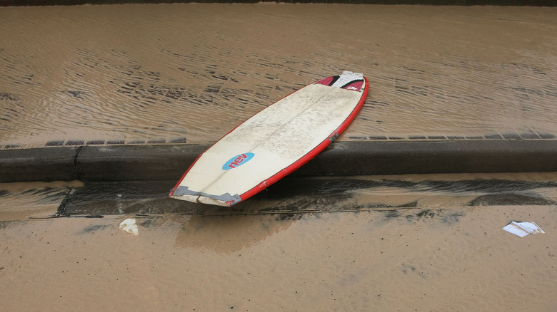 broken surfboard