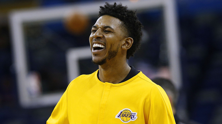 Nick Young warming up with the Los Angeles Lakers