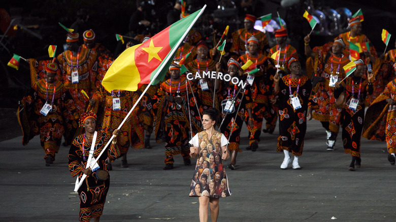 Cameroon Olympians in the Parade of Nations at London 2012