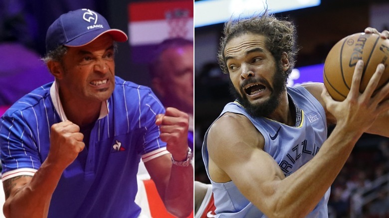 Yannick Noah and Joakim Noah at game