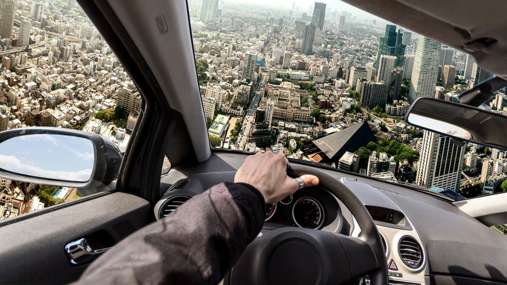 driving flying car to work commute