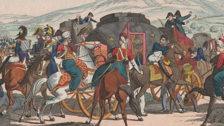French soldiers fighting on horseback painting
