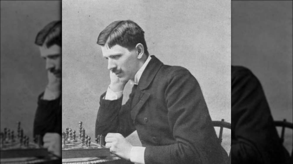 Géza Maróczy playing chess