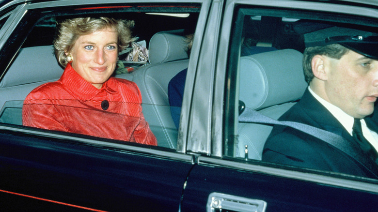 Diana in vehicle with driver