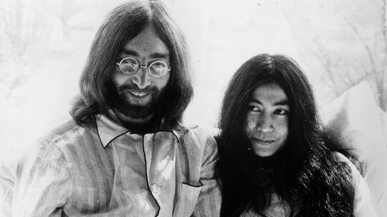 John Lennon and Yoko Ono smiling