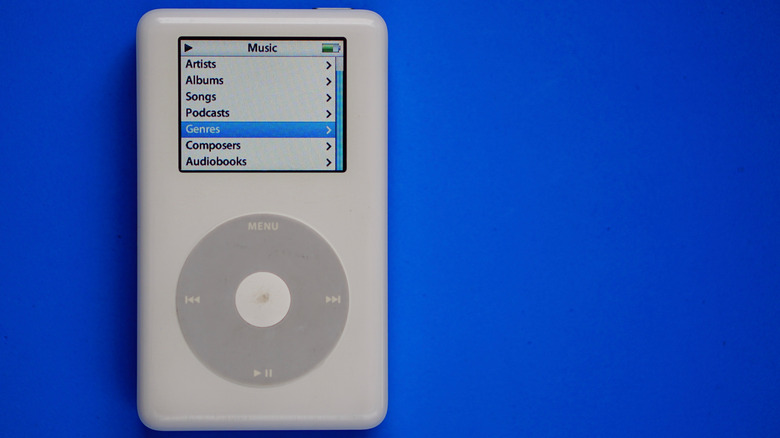 Original iPod on blue background