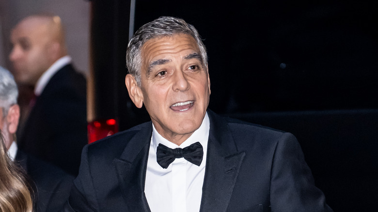 George Clooney in a tuxedo talking