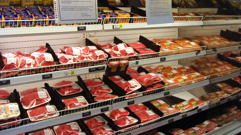Beef on grocery store shelves