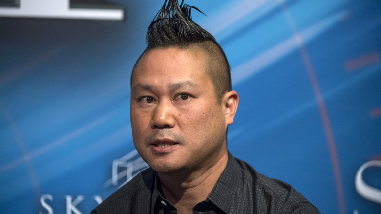 Tony Hsieh with his hair in a mohawk