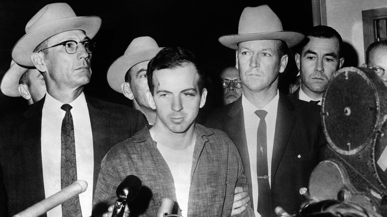 Lee Harvey Oswald before reporters