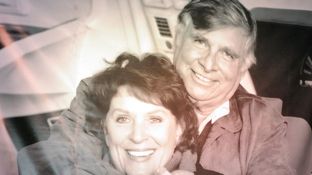 Gene Roddenberry and Majel Barrett Roddenberry smiling 