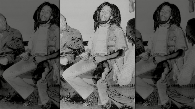 Bob Marley waiting for treatment after being shot