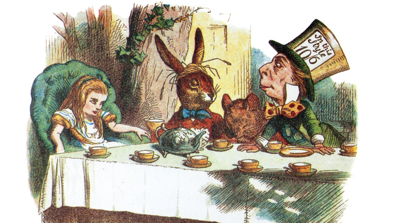 Illustration of Alice at the Mad Hatter's Tea Party