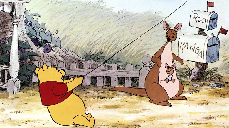 Winnie the Pooh with kite and kangeroo