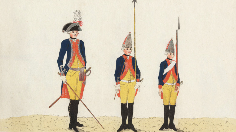 1805 illustration of three Hessian mercenaries