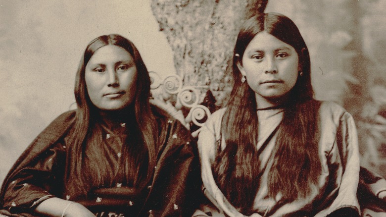 Late 19th century photo of two Comanche women sitting