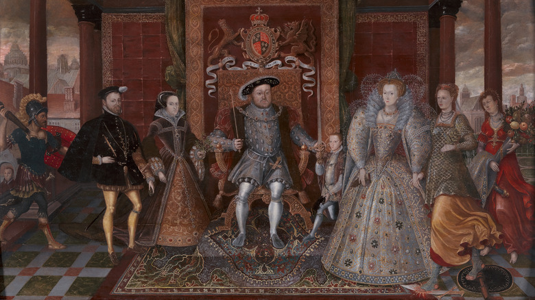 Henry VIII painting with his children