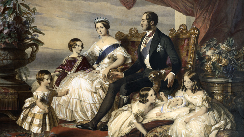 Queen Victoria portrait with husband and five children