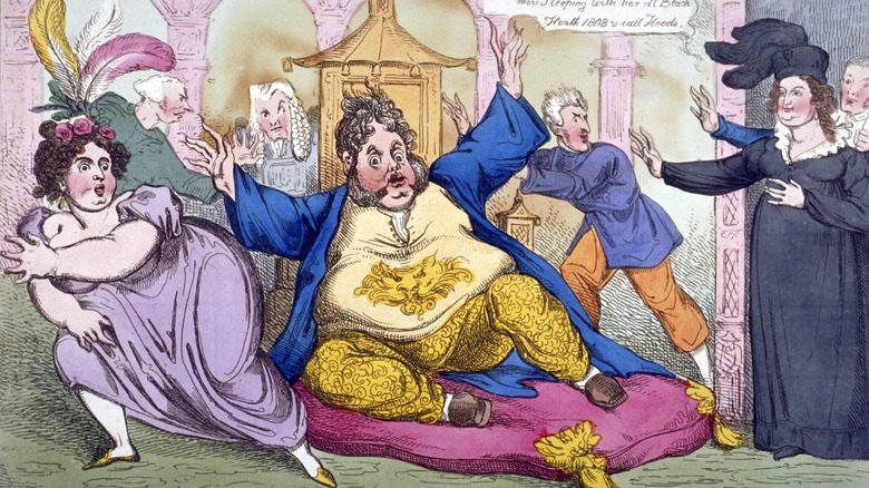 Cartoon of George IV and Caroline