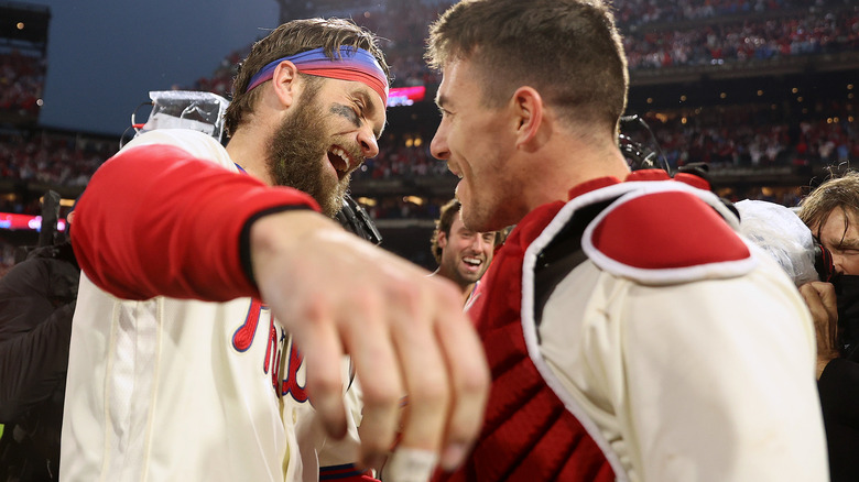 Bryce Harper with J.T. Realmuto 