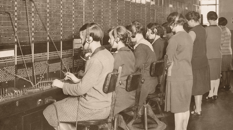 Telephone operators answering calls