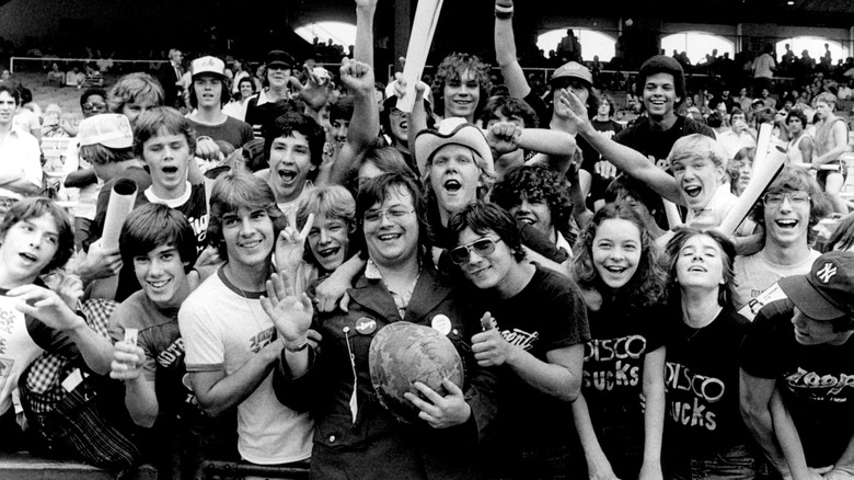 Celebrating crowd with DJ Steve Dahl