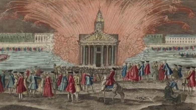 illustration of fireworks catching fire at wedding 