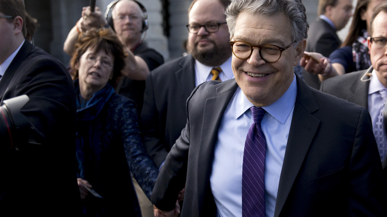 Al Franken leaving the capitol