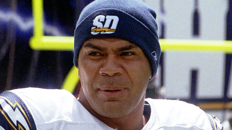 Junior Seau in San Diego Chargers uniform and hat