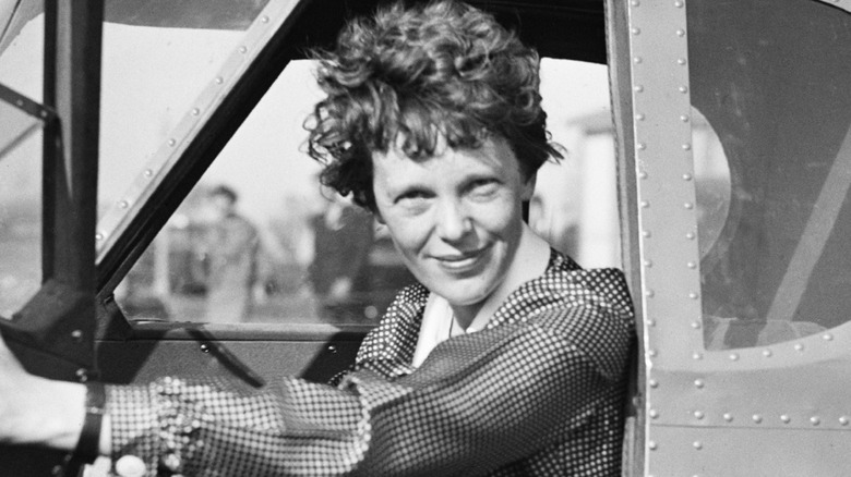 Amelia Earhart in cockpit