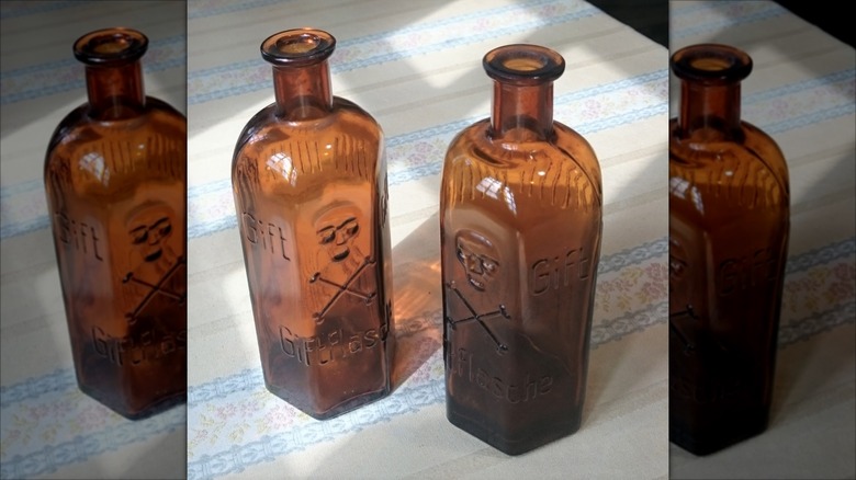 Brown glass poison bottles