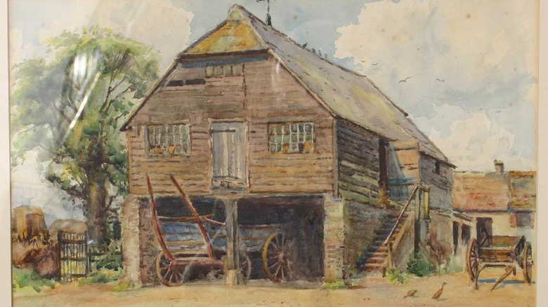 Watercolor of a barn