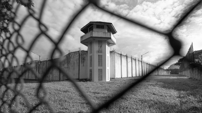 Prison behind a fence