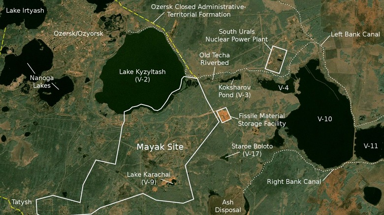 Satellite image map of Mayak