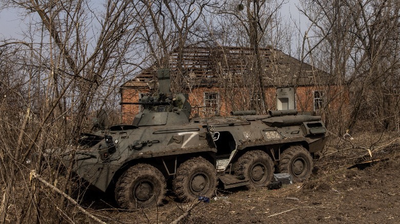 Destroyed Russian army vehicle