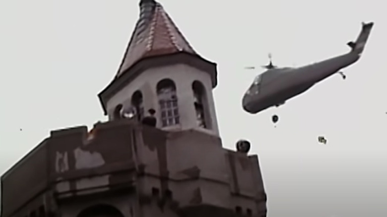 Helicopter Flies Over Attica