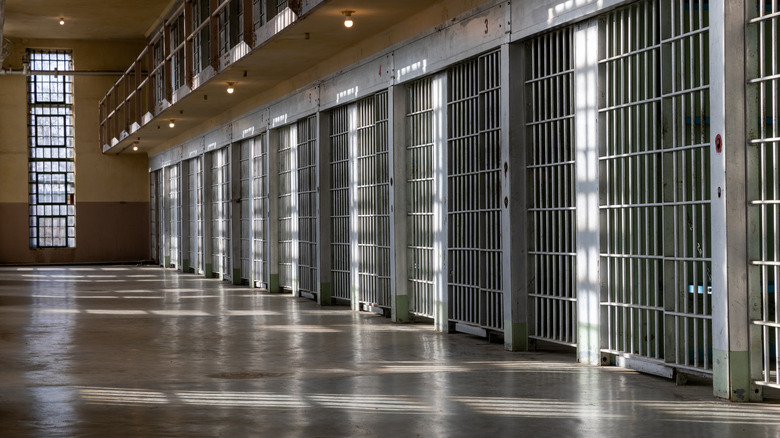 Sunlight hits row of prison cells