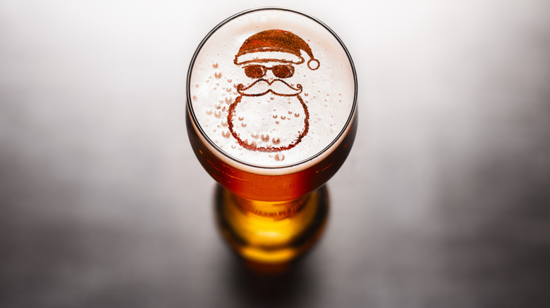 Santa silhouette in beer foam